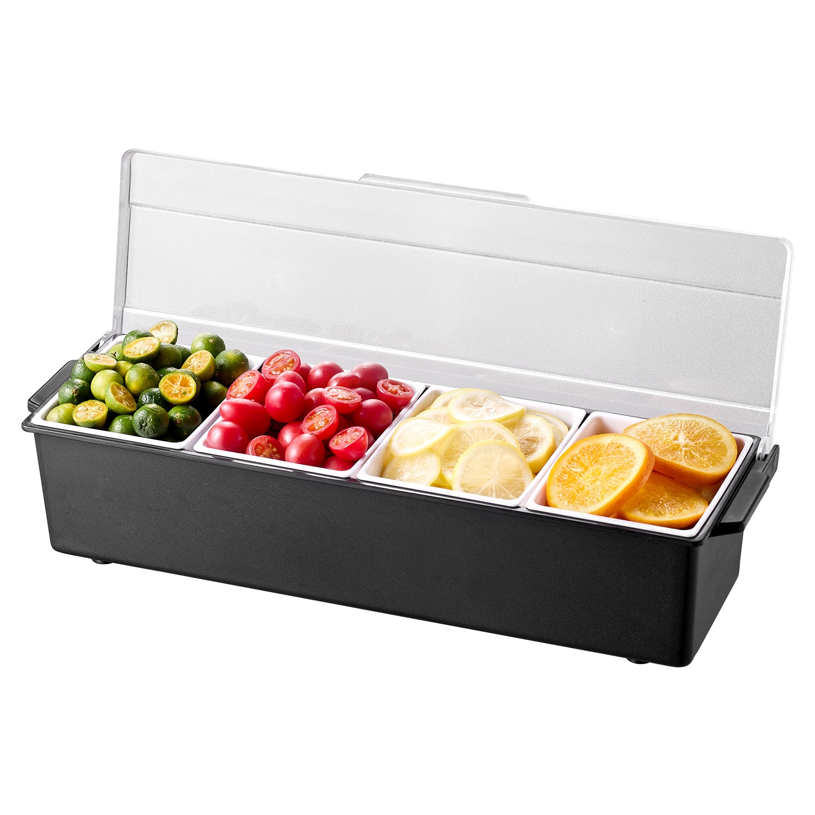 Chilled Condiment Server With Lid 4 Compartment Cold Serving Tray_voghion.com